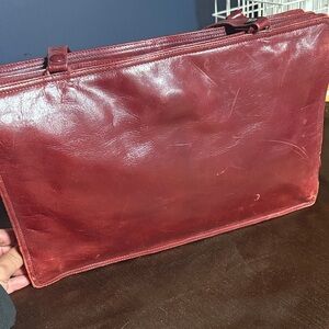 Bottega Veneta Deep Red Leather Briefcase